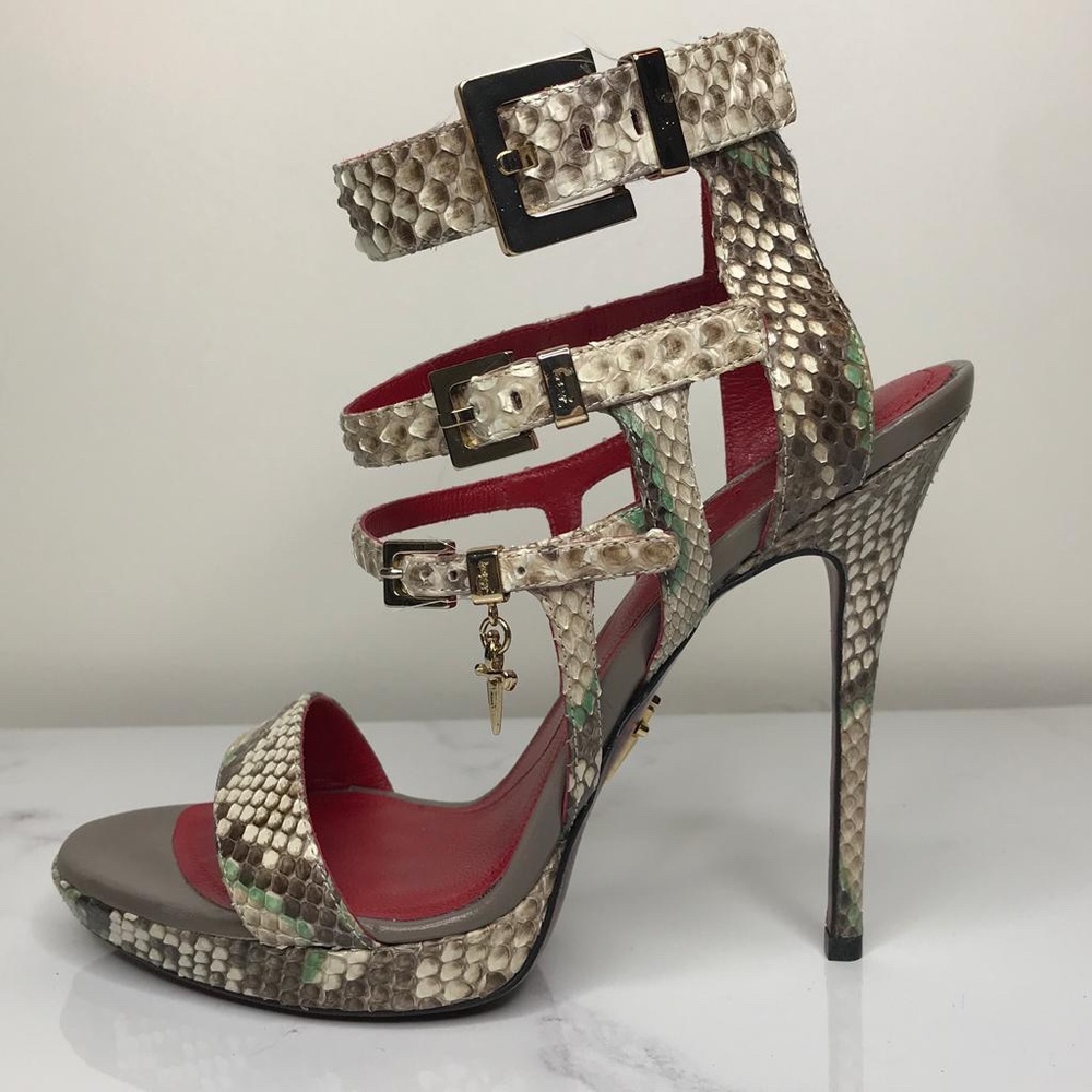 Cesare Paciotti Python Snakeskin Stiletto Sandals